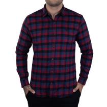 Camisa Masculina Docthos ML Xadrez Slim Bordô - 749856 Camisa Masculina Docthos ML Xadrez Slim Bordô - 749856