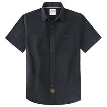 Camisa masculina Dubinik de manga curta Chambray preta, ajuste regular Camisa masculina Dubinik de manga curta Chambray preta, ajuste regular