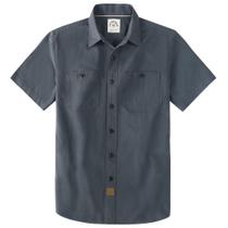 Camisa masculina Dubinik, manga curta, chambray, cinza escuro, algodão Camisa masculina Dubinik, manga curta, chambray, cinza escuro, algodão