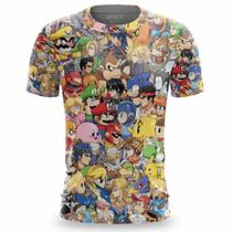 Camisa Masculina Estampa Colorida Geek Gamer Camisa Personagens Verão