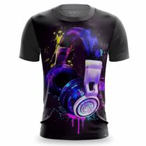 Camisa Masculina Estampa DJ Fone Color Camiseta Balada Tecido Macio