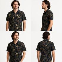 Camisa Masculina Estampa Floral Manga Curta Havaiana Praiana