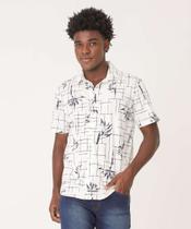 Camisa Masculina Estampa Folhas Manga Curta MR-60037 Camisa Masculina Estampa Folhas Manga Curta MR-60037