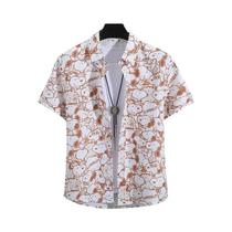 Camisa Masculina Estampada Tropical de Manga Curta - 14 Cores