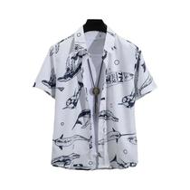 Camisa Masculina Estampada Tropical de Manga Curta - 14 Cores