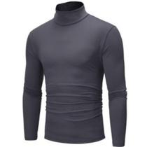 Camisa Masculina Estilo Inverno Manga Longa Gola Alta