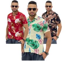 Camisa masculina floral moda praia estilo havaiano