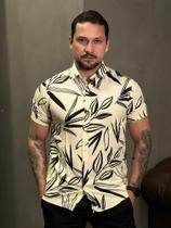 Camisa masculina floral slim manga curta