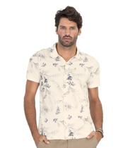 Camisa Masculina Florida Em Meia Malha Diametro Bege