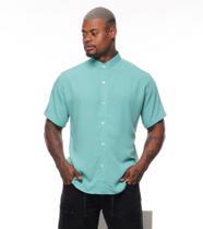 Camisa Masculina Gola Padre Lisa Tecido Linho