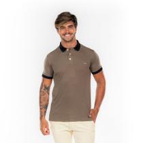 Camisa Masculina Gola Polo Lisa Algodão Marrom Medson