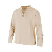 Camisa Masculina Gótica Punk De Manga Longa Com Decote Em V E Punhos Com Cadarço, Estilo Medieval Camisa Masculina Gótica Punk De Manga Longa Com Decote Em V E Punhos Com Cadarço, Estilo Medieval