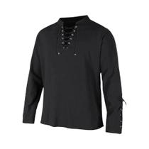 Camisa Masculina Gótica Punk De Manga Longa Com Decote Em V E Punhos Com Cadarço, Estilo Medieval Camisa Masculina Gótica Punk De Manga Longa Com Decote Em V E Punhos Com Cadarço, Estilo Medieval