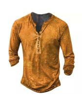 Camisa masculina Henley de Halloween vintage com decote em V e manga comprida Camisa masculina Henley de Halloween vintage com decote em V e manga comprida