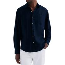 Camisa Masculina Hering ML Slim Linho Marinho - K48FAX7SI