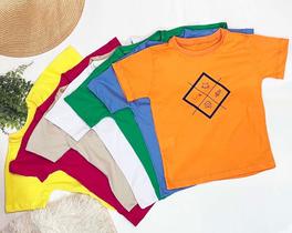 camisa masculina infantil nas cores laranja, azul, verde, branca, vermelha e amarela - jeito traquino