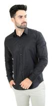 Camisa Masculina Ixória Super Slim Fit Manga Longa Preta Camisa Masculina Ixória Super Slim Fit Manga Longa Preta