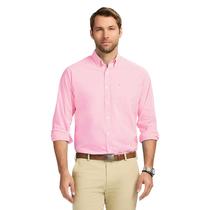 Camisa masculina IZOD Performance Comfort de manga comprida rosa