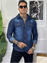 Camisa Masculina Jeans Com Botões Básica Manga Longa Social Camisa Masculina Jeans Com Botões Básica Manga Longa Social