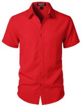 Camisa masculina JEMITOP com textura elástica vermelha L