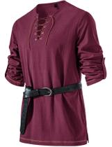 Camisa masculina JEMITOP Renaissance Pirate Burgundy L