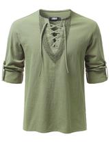 Camisa masculina JOGAL Renaissance Pirate Medieval com cadarço GG