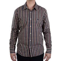 Camisa Masculina King&Joe ML Xadrez Slim Marinho - CS22247