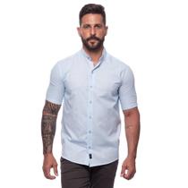 Camisa Masculina Linho Manga Curta Gola Padre Lisa Casual