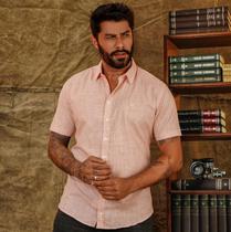 Camisa masculina linho rosa mansfield