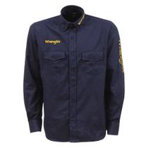Camisa Masculina Lisa Manga Longa Azul Wrangler 39030