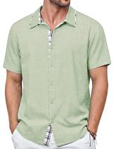 Camisa masculina MAGNIVIT de manga curta com botões, verde claro, 2GG Camisa masculina MAGNIVIT de manga curta com botões, verde claro, 2GG