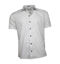 Camisa Masculina Manga Curta Branca Estampada