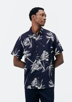 Camisa Masculina Manga Curta Estampada Em Linho Camisa Masculina Manga Curta Estampada Em Linho