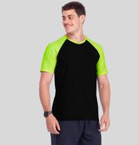 Camisa Masculina Manga Curta Recorte Bicolor Tecido Uv+50