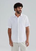 Camisa Masculina Manga Curta Slim Com Linho