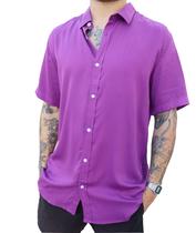 Camisa Masculina Manga Curta Viscose Social