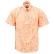 Camisa Masculina Manga Curta Xadrez Laranja Tuff 37615