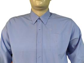 Camisa Masculina, Manga Longa, 1506 com bolso e botão na gola, Plus Size