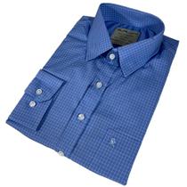 Camisa Masculina Manga Longa Azul Claro Plus Size Confort Sr