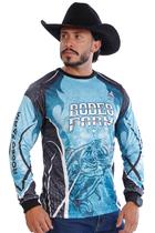 Camisa Masculina Manga Longa Azul Country Dry Fit Proteção UV - Rodeo Farm