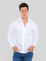 Camisa Masculina Manga longa Elegante Algodão Premium Branca- Modda Facil