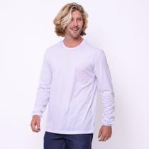 Camisa Masculina Manga Longa Gola Careca Tecido Malha PV Branco