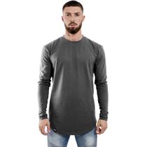Camisa Masculina Manga Longa Longline Slim Oversized Top sem Capuz Camisa Masculina Manga Longa Longline Slim Oversized Top sem Capuz