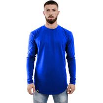 Camisa Masculina Manga Longa Longline Slim Top sem Capuz Camisa Masculina Manga Longa Longline Slim Top sem Capuz