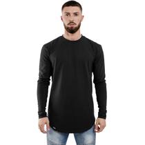 Camisa Masculina Manga Longa Longline Swag Oversized sem Capuz