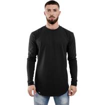 Camisa Masculina Manga Longa Longline Swag Oversized Top sem Capuz Estilosa