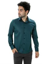 Camisa Masculina Manga Longa Slim Fit Verde Maquinetada Marca Luxo - Ixória Camisa Masculina Manga Longa Slim Fit Verde Maquinetada Marca Luxo - Ixória
