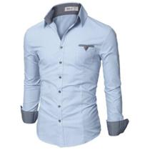 Camisa Masculina Manga Longa Slim Original 3% Elastano