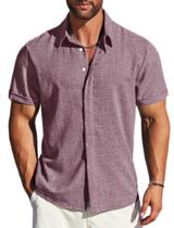 Camisa masculina MAPICK de algodão e linho sem rugas