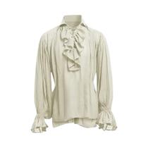 Camisa Masculina Medieval Gótica Steampunk Vitoriana Pirata Para Cosplay Com Babados E Cadarço Larp